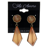 Gold-Tone & Peach Colored Metal Drop-Dangle-Earrings #LQE2938