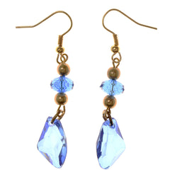 Gold-Tone & Blue Acrylic Dangle-Earrings With Bead Accents #LQE2939