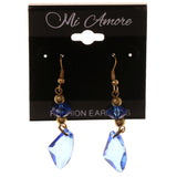 Gold-Tone & Blue Acrylic Dangle-Earrings With Bead Accents #LQE2939