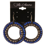 Black & Blue Colored Acrylic Dangle-Earrings With Crystal Accents #LQE2943