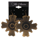 Gold-Tone & Black Colored Metal Dangle-Earrings #LQE2946