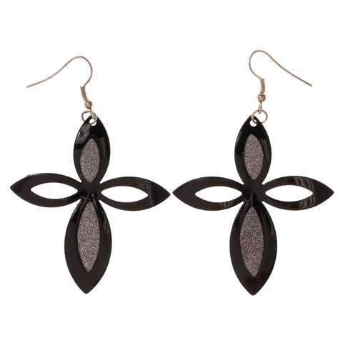 Black & Silver-Tone Colored Metal Dangle-Earrings #LQE2954