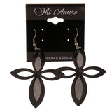 Black & Silver-Tone Colored Metal Dangle-Earrings #LQE2954