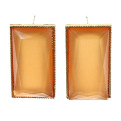 Peach & Gold-Tone Colored Acrylic Dangle-Earrings #LQE2955