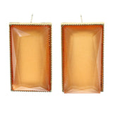 Peach & Gold-Tone Colored Acrylic Dangle-Earrings #LQE2955