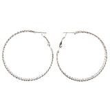 Glitter Sparkle Hoop-Earrings Silver-Tone #LQE2959