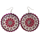 Pink & Silver-Tone Colored Metal Dangle-Earrings #LQE2960