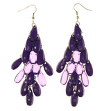 Purple & Silver-Tone Acrylic Chandelier-Earrings Bead Accents #LQE2979