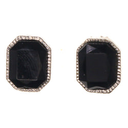 Black & Silver-Tone Colored Metal Stud-Earrings #LQE2991
