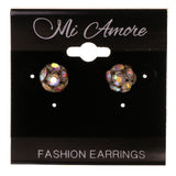 AB Finish Stud-Earrings Silver-Tone Color #LQE2995