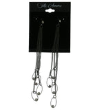 Black Metal Drop-Dangle-Earrings With Crystal Accents #LQE401
