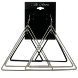 Silver-Tone & Black Colored Metal Dangle-Earrings #LQE405