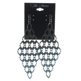 Blue & Green Colored Metal Chandelier-Earrings With Crystal Accents #LQE412