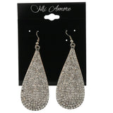 Silver-Tone Metal Dangle-Earrings With Crystal Accents #LQE446