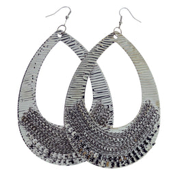 Silver-Tone Metal Dangle-Earrings #LQE454