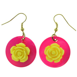 Pink & Yellow Colored Acrylic Dangle-Earrings #LQE457