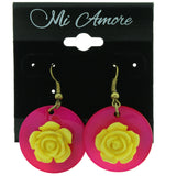 Pink & Yellow Colored Acrylic Dangle-Earrings #LQE457