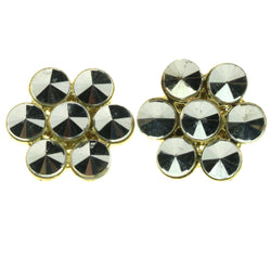 Flower Stud-Earrings With Crystal Accents Silver-Tone & Gold-Tone Colored #LQE469