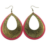 Gold-Tone & Pink Colored Metal Dangle-Earrings #LQE480