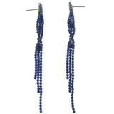 Blue Metal Drop-Dangle-Earrings With Crystal Accents #LQE481