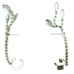 Silver-Tone Metal Dangle-Earrings With Crystal Accents #LQE596