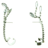 Silver-Tone Metal Dangle-Earrings With Crystal Accents #LQE596