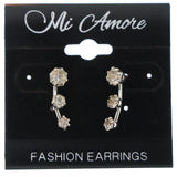 Silver-Tone Metal Dangle-Earrings With Crystal Accents #LQE769