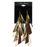 Snake Skin Sparkle Dangle-Earrings Gold-Tone & Brown Colored #LQE785