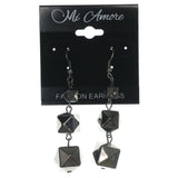 Silver-Tone Acrylic Drop-Dangle-Earrings With Bead Accents #LQE873