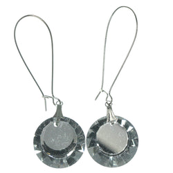 Silver-Tone Metal Drop-Dangle-Earrings With Crystal Accents #LQE902