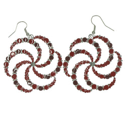Red & Silver-Tone Colored Metal Dangle-Earrings #LQE906