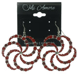 Red & Silver-Tone Colored Metal Dangle-Earrings #LQE906
