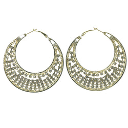 Gold-Tone & Silver-Tone Colored Metal Hoop-Earrings With Crystal Accents #LQE908