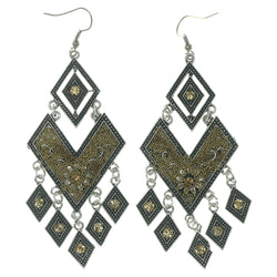 Silver-Tone & Gold-Tone Colored Metal Dangle-Earrings With Crystal Accents #LQE910