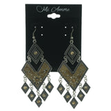 Silver-Tone & Gold-Tone Colored Metal Dangle-Earrings With Crystal Accents #LQE910