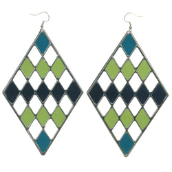 Silver-Tone & Multi Colored Metal Dangle-Earrings #LQE911