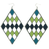 Silver-Tone & Multi Colored Metal Dangle-Earrings #LQE911