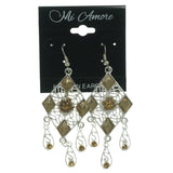 Silver-Tone & Gold-Tone Colored Metal Dangle-Earrings With Crystal Accents #LQE912