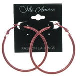 Pink Metal Hoop-Earrings #LQE913