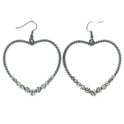 Heart Dangle-Earrings With Crystal Accents  Silver-Tone Color #LQE915
