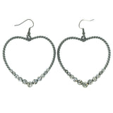 Heart Dangle-Earrings With Crystal Accents  Silver-Tone Color #LQE915