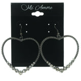 Heart Dangle-Earrings With Crystal Accents  Silver-Tone Color #LQE915