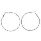 Silver-Tone Metal Hoop-Earrings #LQE920