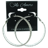 Silver-Tone Metal Hoop-Earrings #LQE920