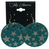 Star Dangle-Earrings Blue & Silver-Tone Colored #LQE922