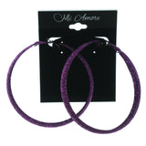 Sparkle Glitter Hoop-Earrings Purple & Silver-Tone Colored #LQE925