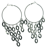 Silver-Tone Metal Hoop-Earrings #LQE927