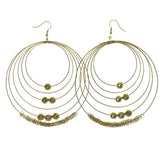 Gold-Tone Metal Dangle-Earrings With Bead Accents #LQE928