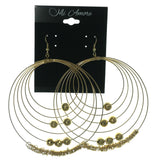 Gold-Tone Metal Dangle-Earrings With Bead Accents #LQE928