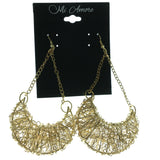 Wire Wrap Dangle-Earrings Gold-Tone Color  #LQE929